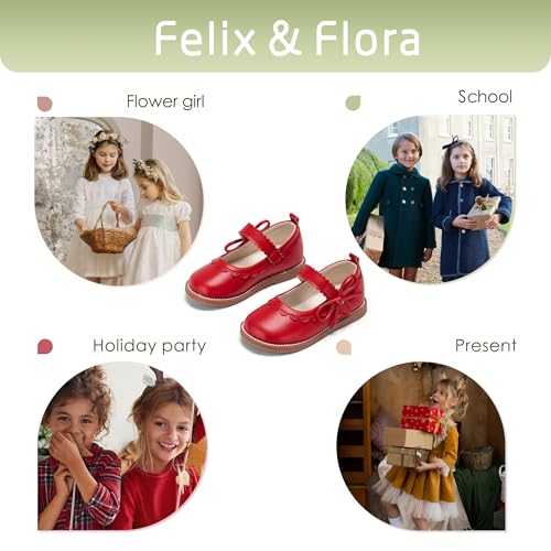 Image of Felix & Flora Toddler Girl Mary Jane Dress Shoes - School Oxford Flats for Girl Party Shoes.