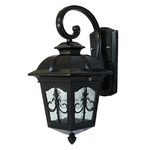 Applique murale extérieure vintage lanterne étanche noire luminaire de porche 55cm
