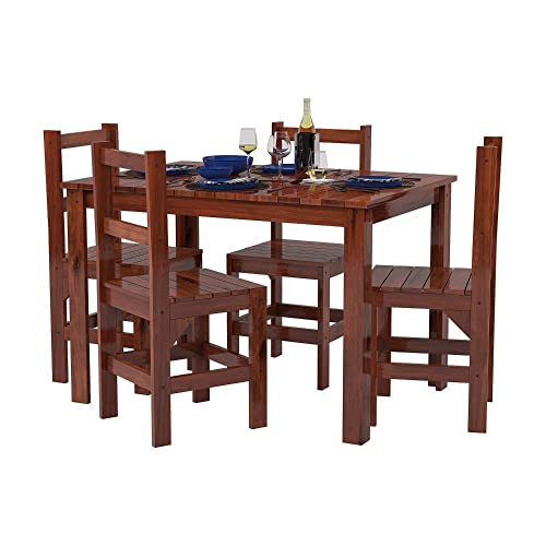 Conjunto Mesa com 4 Cadeiras Madeira Maciça Lanes Móveis
