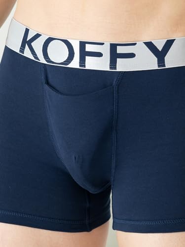 Image of KOFFY Men's Malleable Cotton Lycra Long Trunk with Minus Cutting Pouch I Wrinkle Free I Moisture Wicking Technology