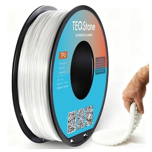 TEQStone TPU Filament 1.75mm White 1Kg Spool 95A Flexible Soft 3D Printer Filament Consistent Diameter +/-0.03mm in Vacuum Package