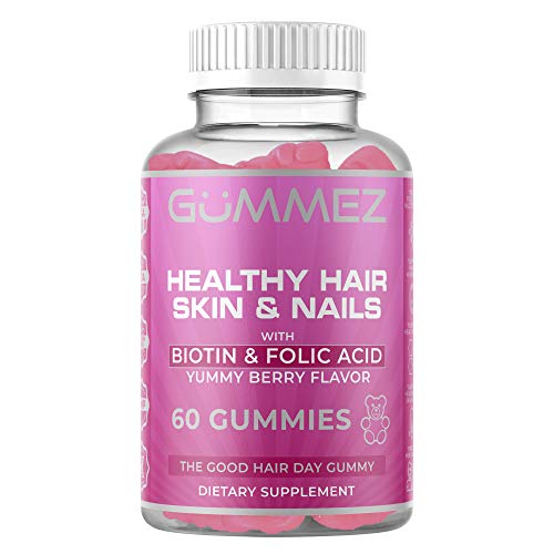 Healthy Hair Skin & Nails Multi-Vitamin Bear Gummies - with Biotin, Folic Acid, Vitamins A, B12, & D - Supports Optimal Growth, Fullness & Strength by Gummez