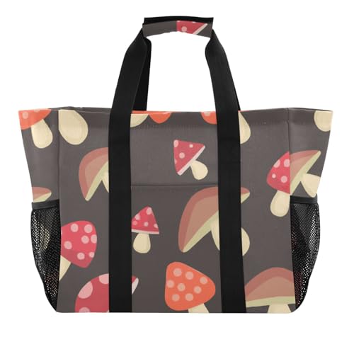 Cute Mushroom Large Beach Bag Waterproof Beach Tote Bags for Women Travel Gym Pool