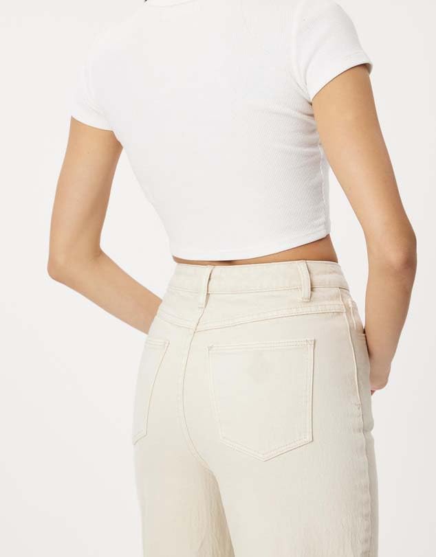 Image of KOTTY Women's High Waist Straight Fit Cotton Blend Denim Jeans|Comfortable Regular Length Casual Jeans for Women