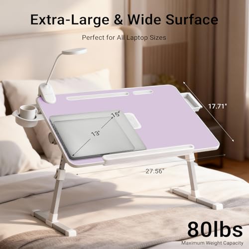 Image of Adjustable Laptop Lap Desk with Cooling Fan USB Light for Adults