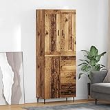 Grande capacité de rangement Ce buffet haut en bois d'ingénierie mesure 69,5x34x180 cm et supporte jusqu'à 60 kg, avec 3 tiroirs et un grand espace de stockage pour organiser vaisselle, objets déco et ustensiles.