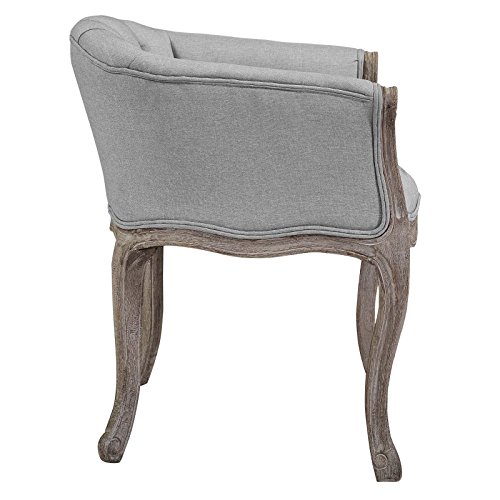 Modway Crown French Vintage Barrel Back Tufted Upholstered Fabric Dining Armchair In Light Gray #TOP4