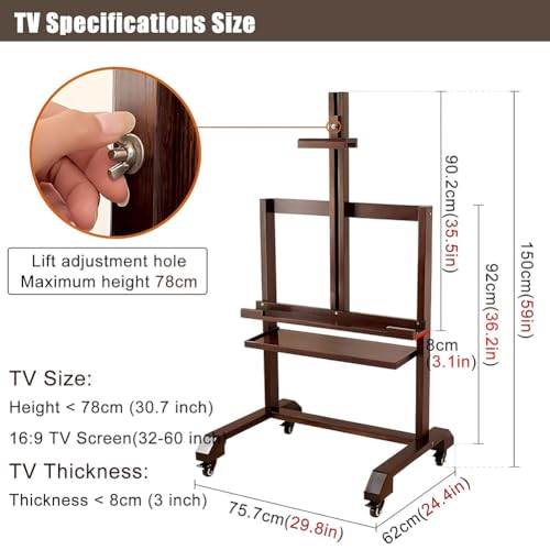 Soporte móvil de TV resistente de madera para 32-55 pulgadas miniatura 7