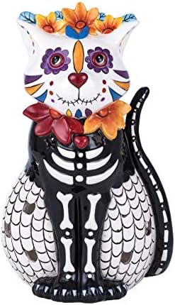 Blue Sky Ceramics Cat Sugar Skulls Tealight Holder, Multi (18429)