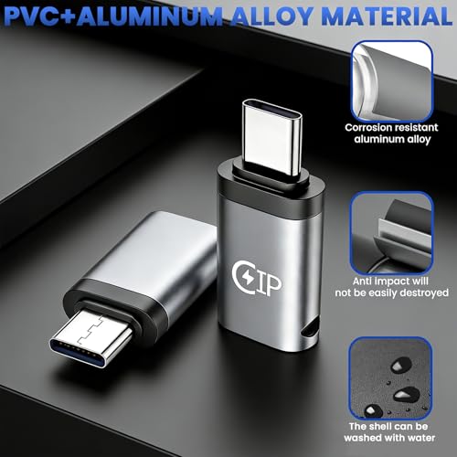 Image of Verilux PD 60W Lighting to Type C Converter, Aluminum Alloy Type C to Lighting Connector with Lanyard Hole, 480Mbps Data Transfer & Fast Charging Converter for iPhone 17 /16 /15, Laptop, Tablet