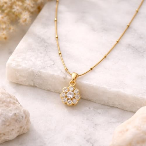 Image of RIDHVEE Anti-Tarnish Gold Plated Pendant Necklace for Women & Girls | Skin Friendly Lightweight Fashion Jewellery | Elegant Minimalist Chain Necklace & Gifting