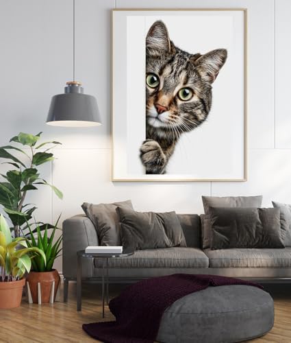 Image of Moohue Stamped Cross Stitch Kits for Adults Animal Cat 14CT Pre Printed Cross Stitch Kits for Beginners (Animal Cat)