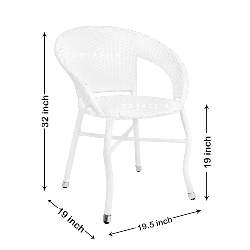 Image of Amazon Brand - Solimo Rattan Wicker 4 Seater Patio Seating Set | 4 Chair and 1 Square Glass Topped Table Set | Coffee Table Furniture for Balcony, Garden, Terrace, Indoor, Outdoor Use (White)
