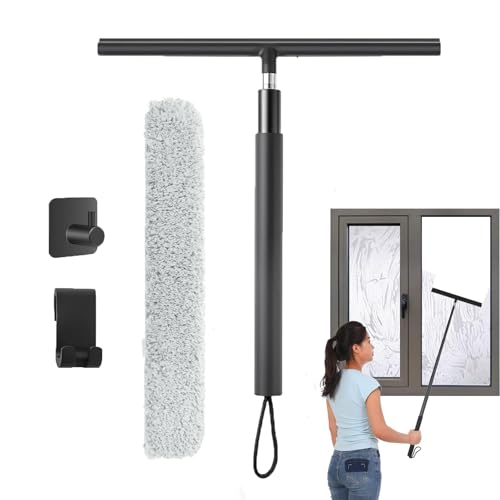 Neuytiky Rasqueta Limpiacristales Ducha Retráctil,Limpiaparabrisas con Gancho para Colgar,Rasquetas Limpiacristales para Ducha de Silicona,para Ducha,Baño,Azulejos