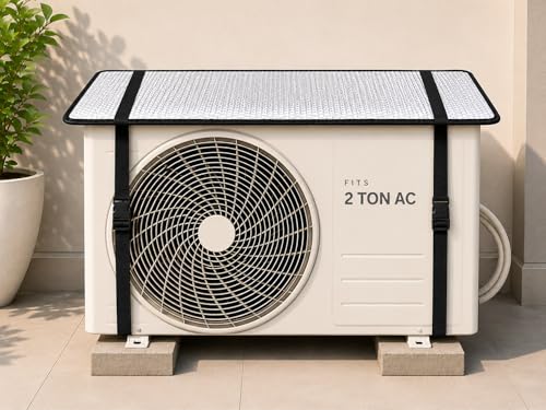 Image of AC Outdoor Unit Protector | Split AC Compressor Cover | Outdoor AC Unit Sun Protector | Waterproof AC Sun Shade Cover for All AC Brands | Dust, Heat & Bird Dropping Protection (2 Ton)
