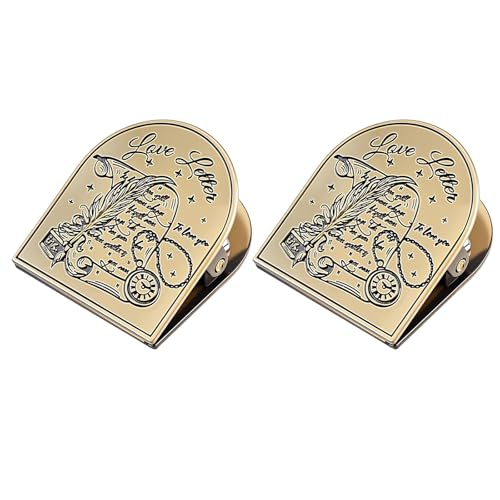 2Pcs Retro Note Paper Clip Metal Bookmarks Page Clips Document Organiser Clamp Journaling Clip for Receipt Document Metal Clips