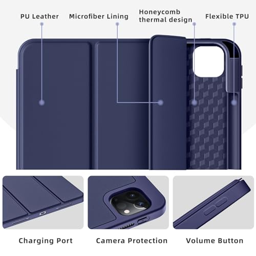 Yuloigan Designed for iPad Pro 11 Inch Case 4th/3rd/2nd Generation with Pencil Holder, Slim Protective Trifold Cover for iPad 11 Pro Case 2022 (4th Gen) /2021 (3rd Gen) /2020 (2nd Gen), Navy Blue - image 5