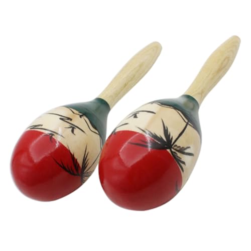SEWACC 1 ペア ココナッツマラカス ウッドラトルシェーカー ガラガラ卵シェーカー のための木の楽器 ガラガラシェーカー の楽器のおもちゃ 木のマラカス マラカスのおもちゃ 木製