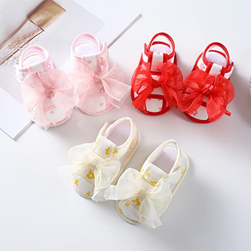 Baby Toddler Sandals Infant Girls Boys Shoes Lace Bow First Walkers Lightweight Flat Sandals Summer (Red, 12 Infant)2