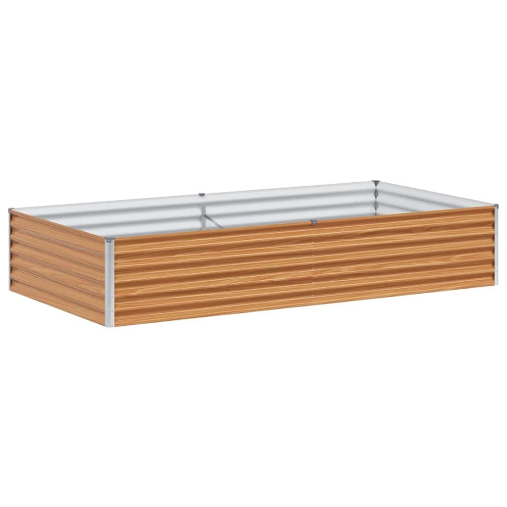 Bancal de acero galvanizado de 195 x 100 x 36 cm en color marrón claro con diseño de fondo abierto para un drenaje óptimo y un crecimiento saludable de las plantas, resistente a la corrosión y