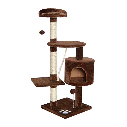 EGLEMTEK Albero per Gatto con Graffiatoio Cuccia Giocattolo Gatti Parco Giochi Tiragraffi in Sisal Naturale (Rubik 30061)
