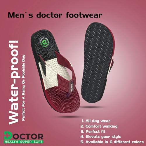 Image of DOCTOR HEALTH SUPER SOFT Men's & Boys Anti-Skid Flip Flops with Acupressure Massage Footbed | Lightweight | Soft | Doctor-Recommended Slipper for Pain Relief | All Day Wear Acupressure Doctor Slipper