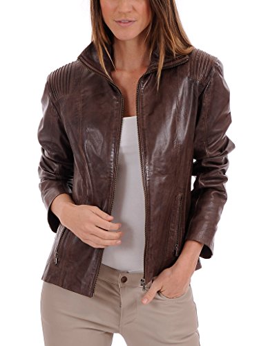 Womens Marvel Maad Browny Lambskin Genuine Leather Jacket, Biker Jacket