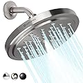 HOPOPRO High Flow Shower Head - High Pressure Rain - 7 Inch Rainfall Spray Showerhead - Tool-free 1-Min Installation - Adjustable Bathroom Shower Head Replacement with Luxury Look - Brushed Nickel
