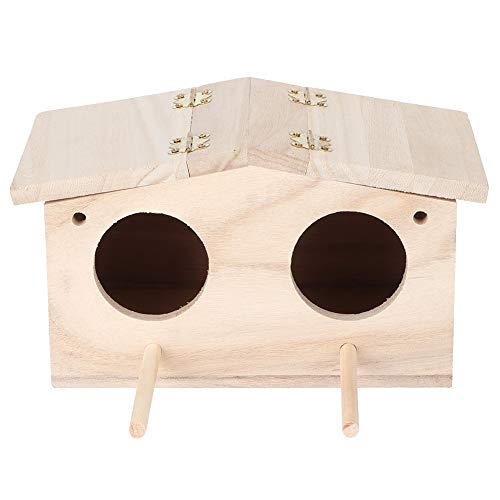 Lecxin Bird House, Wooden Durable Pet Bird Nests House Breeding Box Cage Birdhouse Accessories With Two Hole Door for Parrots Swallows Birds And Other Wild Animals