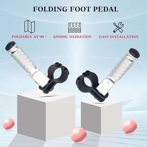 Image of M8 Motorcycle CNC Aluminum 90 Degree Folding Rearsets Folded Motorbike Footrest Bicycle Footpegs Foot Pegs Pedal Universal (Silver)