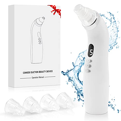 Blackhead Remover Pore Vacuum,Newest Upgraded USB Rechargeable Facial Pore Cleaner Blackhead Removal Kit with 3 Suction Power(White)