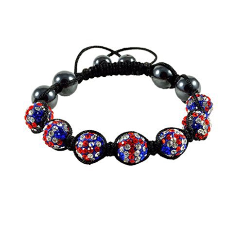 Bracelet Style Shamballa Unisexe Cristal Drapeau Anglais Uk Angleterre Union Jack