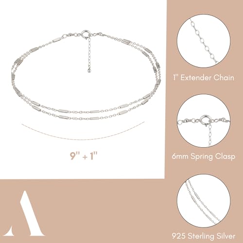 Annika Bella Ankle Bracelet, Silver Bracelets, Anklets for Women, Summer Jewelry, Body Jewelry, 925 Sterling Silver Chain, Gift for Her (Tubes) - Thumbnail 7