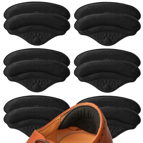 Image of 6 Pairs 4D Heel Pads for Shoes Too Big for Women Men, Heel Grips Cushions for Pain Relief, Inserts Prevent Loose Shoes Slip Blisters Scar, Heel Protectors for Friction (6, Black, Fabic)