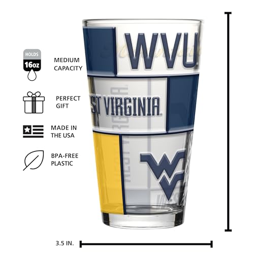 Image of Logo Brands NCAA oz Stained Glass Pint Glass - 3D Embossed Logo & Bold Team Colors - Durable Sports Fan Beer Glass for Home, Bar & Tailgates