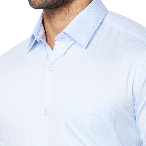 Image of Raymond Men's Slim Fit Pure Cotton Structure Pattern Semi Cutaway Collar Full Sleeve Formal Shirt