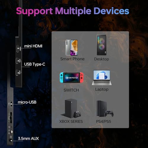 Image of KKE Victrack 4K UHD Touchscreen Ultra Portable Monitor for Designing and Gaming, 13.3 inch Slim UHD, Gaming Monitor with Cover, Accessories Includes Power Adapter, Type-C, USB-C Cable, Mini HDMI Cable