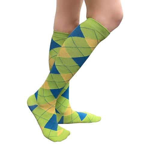 Image of Couver Women's Argyle Knee High Socks - Soft Acrylic Over the Calf Tube Style Socks for Casual Athletic - One Size