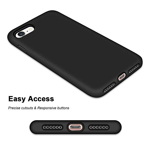 Anuck Iphone Se Case 2022/2020, Iphone 8 Case, Iphone 7 Case, Non-Slip Liquid Silicone Gel Rubber Bumper Phone Case Soft Microfiber Lining Hard Shockproof Protective Cases Cover 4.7", Black #TOP6