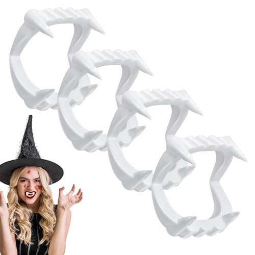 dinghaole 4 Pièces Dents de Vampire, Dents de Vampire Halloween, Vampire Dents Vampire à Clipser Dracula Halloween Fête Costume Halloween Deguisement dent...