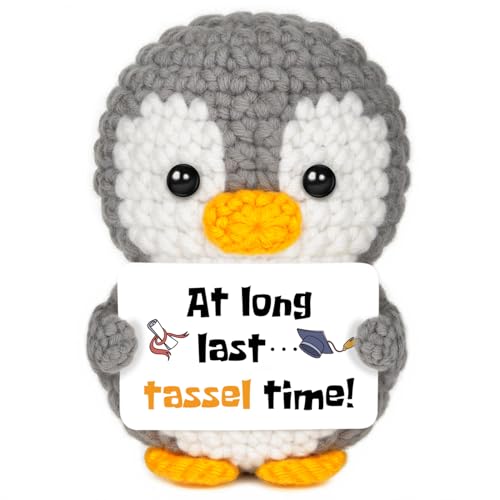 Graduation Gifts for Women Her, Mini Handmade Positive Crochet Penguin