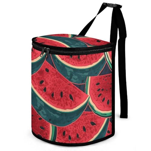 Cubo de basura para coche de sandía roja con diseño redondo colgante impermeable