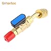 R410a Air Conditioner Ball Valve, 1/4" SAE Adapter HVAC A/C Angled SHUT-OFF Ball Valve for R22 R12 Refrigerant Brass Adapter #5