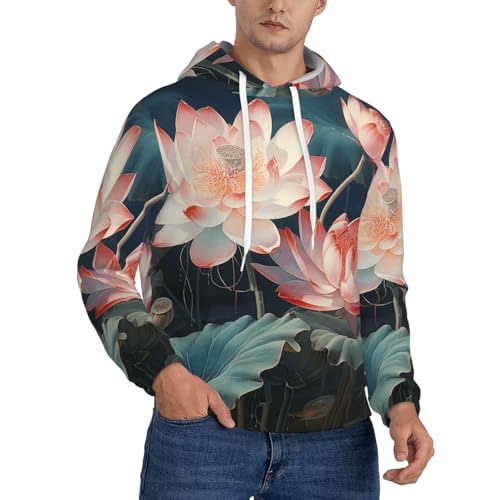 Men's Fleece Pullover Hoodie Long Sleeve Hooded Dragonfly Sweatshirt Casual Shirts With Pockets Small Black - Main Image