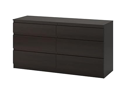 MARIAS KOMMERCE Kullen Chest of 6 Drawers, black-brown140x72 cm (55 1/8x28 3/8 