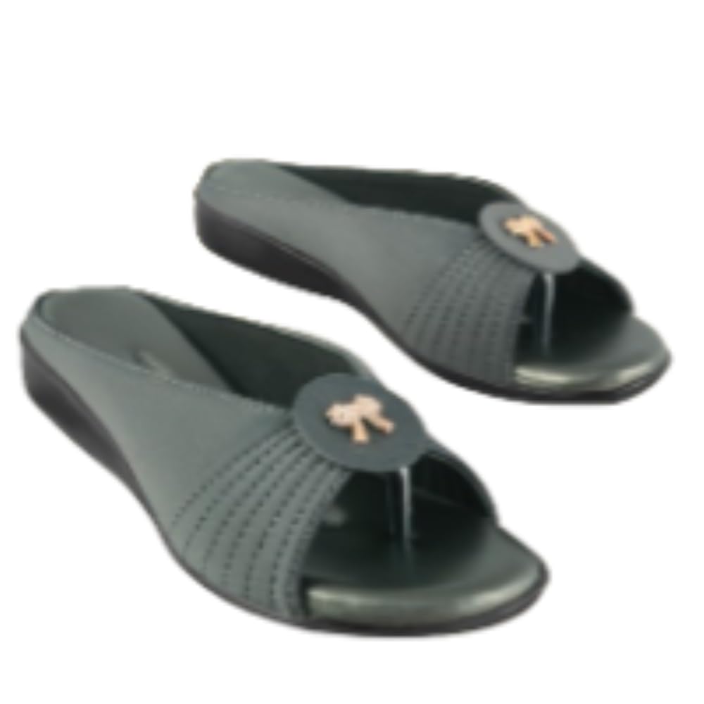 KM FOOTWEAR Women Extra-Soft Comfortable Fancy Slippers Flip Flop (Grey, 9) (B0CL6YSNTT) Amazon Price History, Amazon Price Tracker