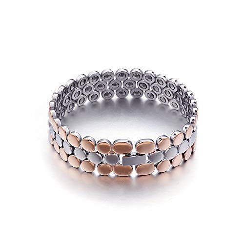 [Pajiay] メンズブレスレット ステンレススチールゲルマニウムストーンブレスレットヨーロッパやアメリカのジュエリーストーンカップルのブレスレット ゲルマニウム 腕輪 (色 : Silver, Size : 20.5x1.8cm)（Amazon）