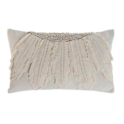 Coussin coton 50x30 brodé main rectangle 490g pour canapé
