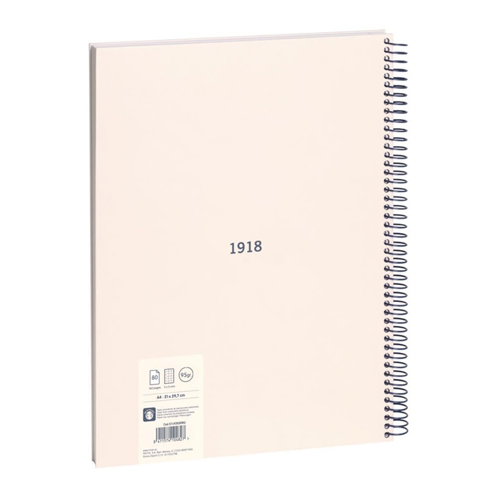MILAN® A4 notebook with hardcover, 5x5 mm grid, 80 sheets, 95 g/m² paper, 1918 series, beige - Image 4