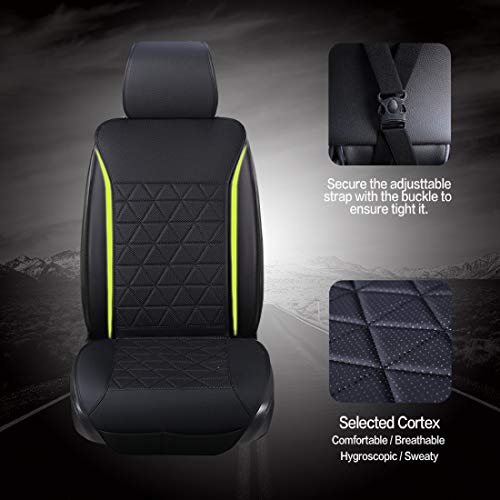 kingphenix Car Seat Cover - 1 Piece - Luxury Leather Car Seat Covers Front Seats Only - Universal Non-Slip Auto Seat Cover for 95% of Car Seats - Black